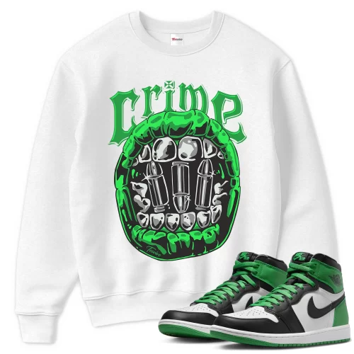 TeeVivo Sweatshirt Match Air Jordan 1 Retro High OG Lucky Green Crime – Air Jordan 1 Sweatshirt, AJ1 Sweatshirt