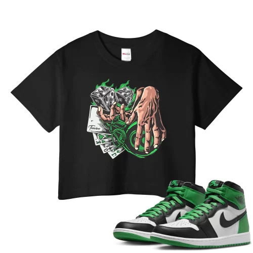 TeeVivo Crop Top Match Air Jordan 1 Retro High OG Lucky Green Gambling – Air Jordan 1 Crop Top, AJ1 Crop Top