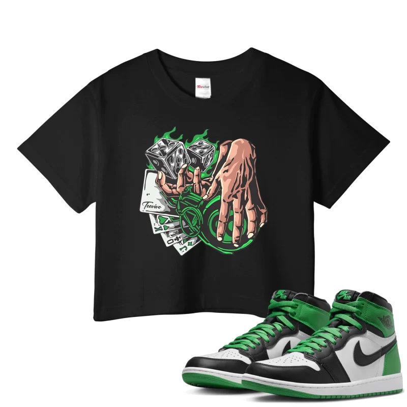 TeeVivo Crop Top Match Air Jordan 1 Retro High OG Lucky Green Gambling – Air Jordan 1 Crop Top, AJ1 Crop Top