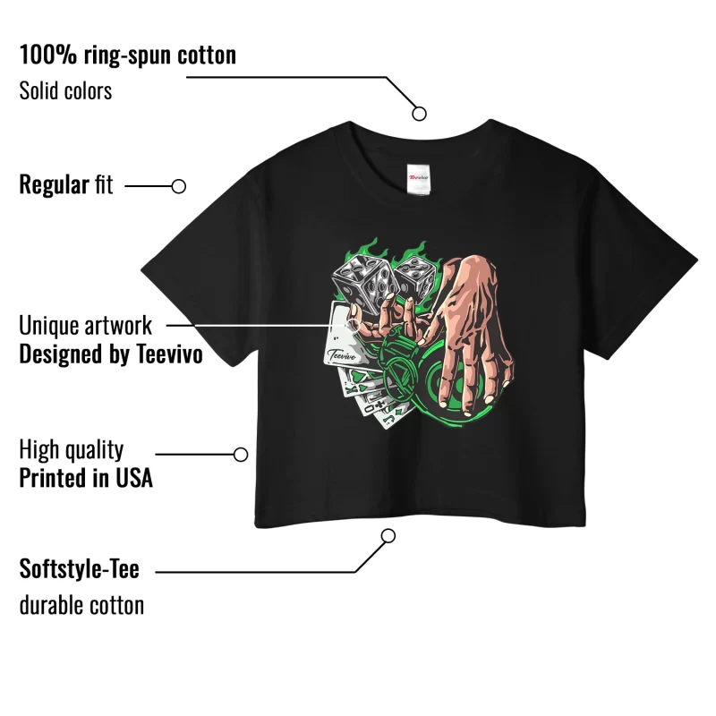 TeeVivo Crop Top Match Air Jordan 1 Retro High OG Lucky Green Gambling – Air Jordan 1 Crop Top, AJ1 Crop Top