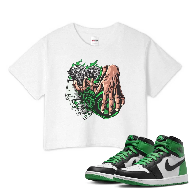TeeVivo Crop Top Match Air Jordan 1 Retro High OG Lucky Green Gambling – Air Jordan 1 Crop Top, AJ1 Crop Top