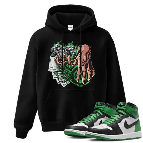 TeeVivo Hoodie Match Air Jordan 1 Retro High OG Lucky Green Gambling – Air Jordan 1 Hoodie, AJ1 Hoodie