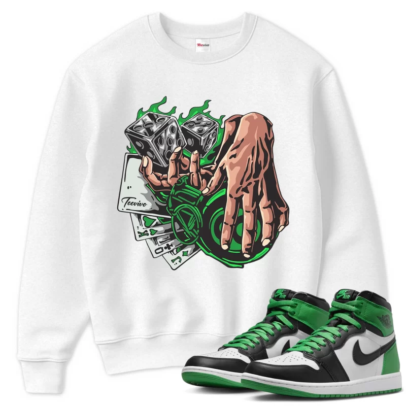 TeeVivo Sweatshirt Match Air Jordan 1 Retro High OG Lucky Green Gambling – Air Jordan 1 Sweatshirt, AJ1 Sweatshirt