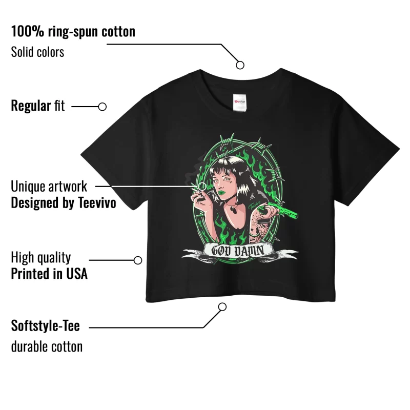 TeeVivo Crop Top Match Air Jordan 1 Retro High OG Lucky Green God Daaamn – Air Jordan 1 Crop Top, AJ1 Crop Top