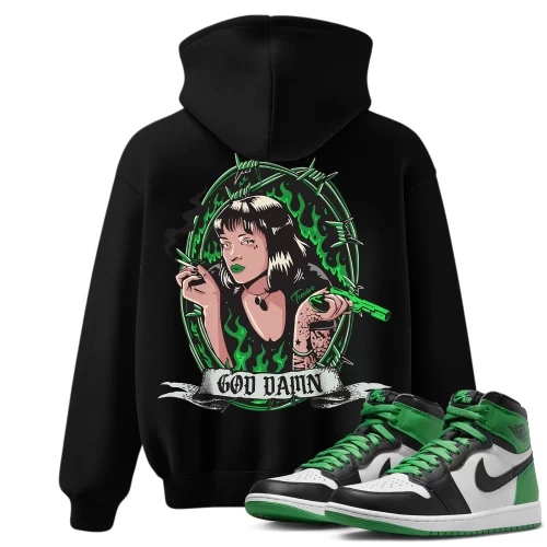 TeeVivo Hoodie Match Air Jordan 1 Retro High OG Lucky Green God Daaamn – Air Jordan 1 Hoodie, AJ1 Hoodie
