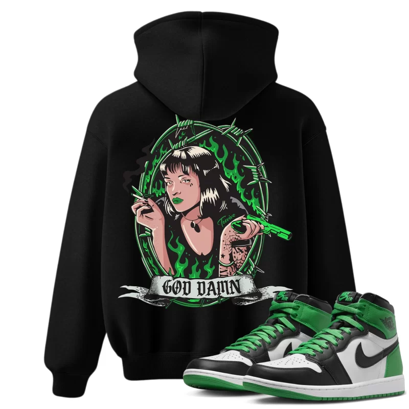 TeeVivo Hoodie Match Air Jordan 1 Retro High OG Lucky Green God Daaamn – Air Jordan 1 Hoodie, AJ1 Hoodie