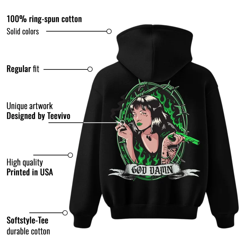 TeeVivo Hoodie Match Air Jordan 1 Retro High OG Lucky Green God Daaamn – Air Jordan 1 Hoodie, AJ1 Hoodie