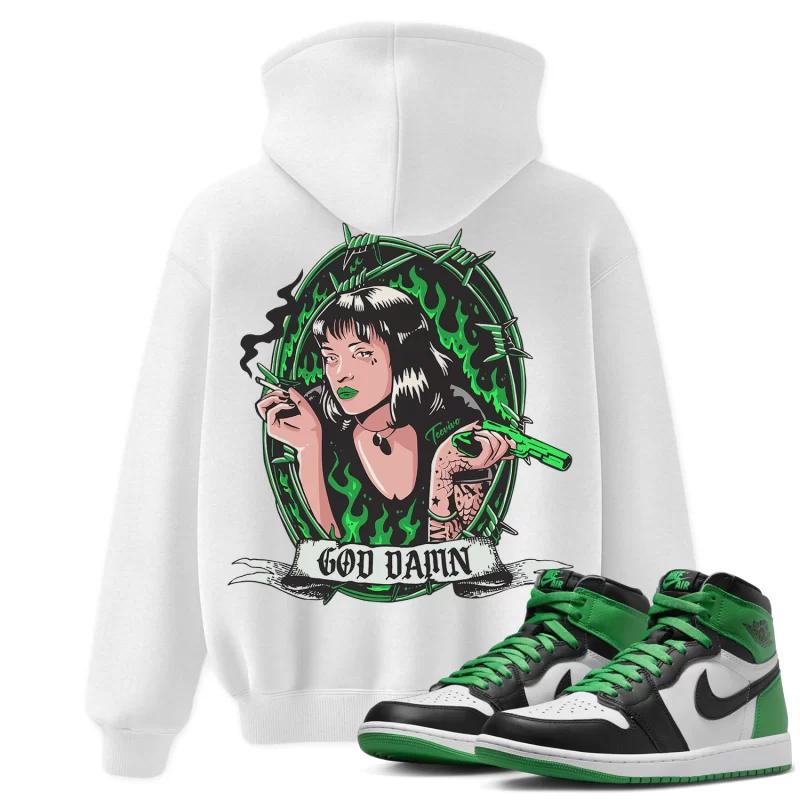TeeVivo Hoodie Match Air Jordan 1 Retro High OG Lucky Green God Daaamn – Air Jordan 1 Hoodie, AJ1 Hoodie