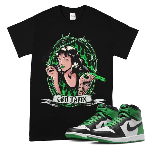 TeeVivo T-Shirt Match Air Jordan 1 Retro High OG Lucky Green God Daaamn – Air Jordan 1 Shirt, AJ1 Shirt