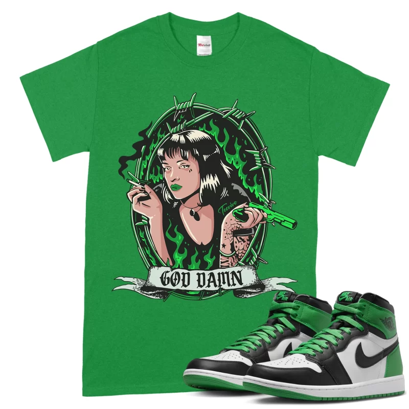 TeeVivo T-Shirt Match Air Jordan 1 Retro High OG Lucky Green God Daaamn – Air Jordan 1 Shirt, AJ1 Shirt