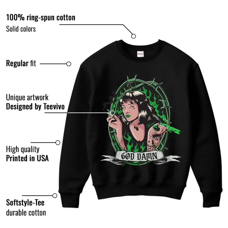 TeeVivo Sweatshirt Match Air Jordan 1 Retro High OG Lucky Green God Daaamn – Air Jordan 1 Sweatshirt, AJ1 Sweatshirt