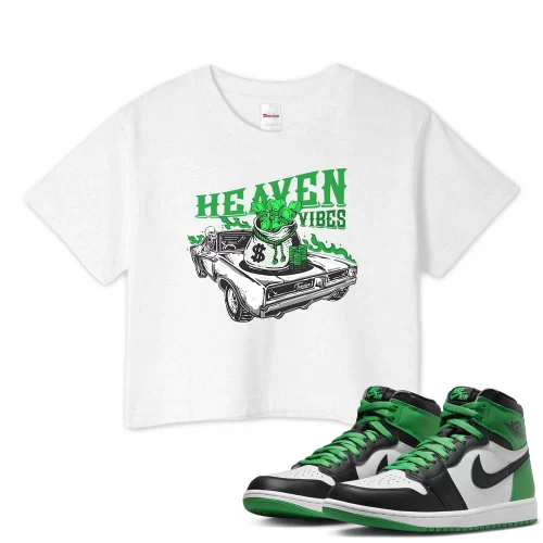 TeeVivo Crop Top Match Air Jordan 1 Retro High OG Lucky Green Heaven vibes – Air Jordan 1 Crop Top, AJ1 Crop Top