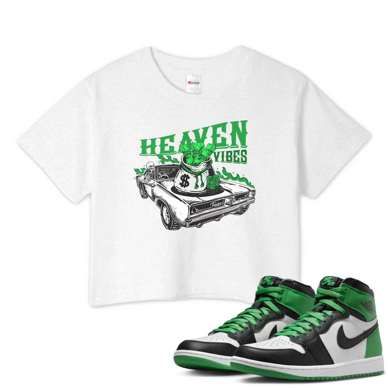 TeeVivo Crop Top Match Air Jordan 1 Retro High OG Lucky Green Heaven vibes – Air Jordan 1 Crop Top, AJ1 Crop Top