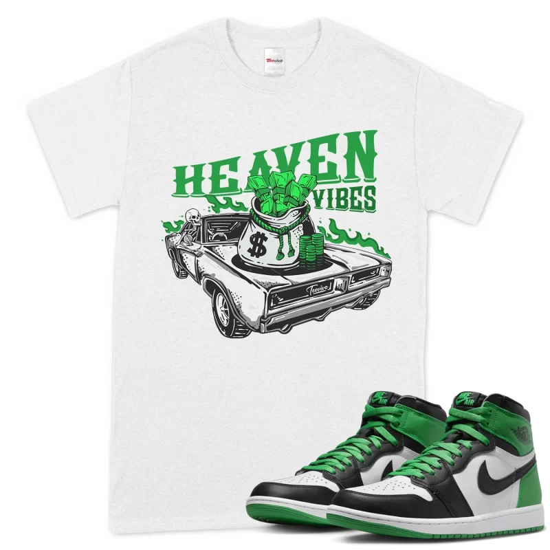 TeeVivo T-Shirt Match Air Jordan 1 Retro High OG Lucky Green Heaven vibes – Air Jordan 1 Shirt, AJ1 Shirt