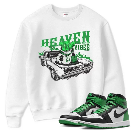 TeeVivo Sweatshirt Match Air Jordan 1 Retro High OG Lucky Green Heaven vibes – Air Jordan 1 Sweatshirt, AJ1 Sweatshirt