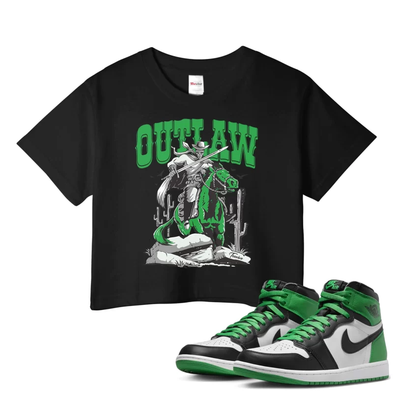 TeeVivo Crop Top Match Air Jordan 1 Retro High OG Lucky Green Outlaw – Air Jordan 1 Crop Top, AJ1 Crop Top