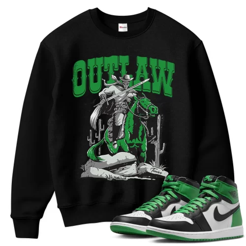 TeeVivo Sweatshirt Match Air Jordan 1 Retro High OG Lucky Green Outlaw – Air Jordan 1 Sweatshirt, AJ1 Sweatshirt