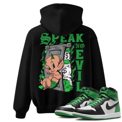 TeeVivo Hoodie Match Air Jordan 1 Retro High OG Lucky Green Speak no evil – Air Jordan 1 Hoodie, AJ1 Hoodie