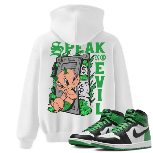 TeeVivo Hoodie Match Air Jordan 1 Retro High OG Lucky Green Speak no evil – Air Jordan 1 Hoodie, AJ1 Hoodie