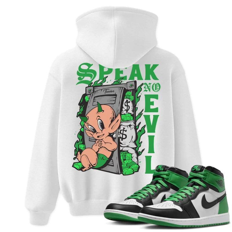 TeeVivo Hoodie Match Air Jordan 1 Retro High OG Lucky Green Speak no evil – Air Jordan 1 Hoodie, AJ1 Hoodie