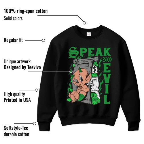 TeeVivo Sweatshirt Match Air Jordan 1 Retro High OG Lucky Green Speak no evil – Air Jordan 1 Sweatshirt, AJ1 Sweatshirt