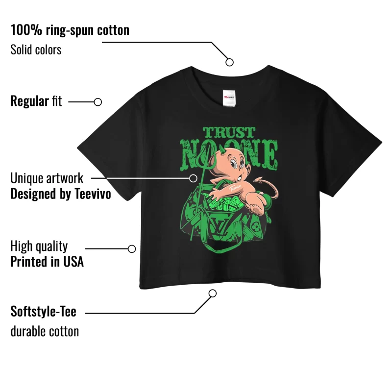 TeeVivo Crop Top Match Air Jordan 1 Retro High OG Lucky Green Trust no one – Air Jordan 1 Crop Top, AJ1 Crop Top