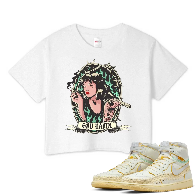 TeeVivo Crop Top Match Air Jordan 1 Retro High OG SP Union LA Bephies Beauty Supply Summer of 96 God Daaamn – Air Jordan 1 Crop Top, AJ1 Crop Top