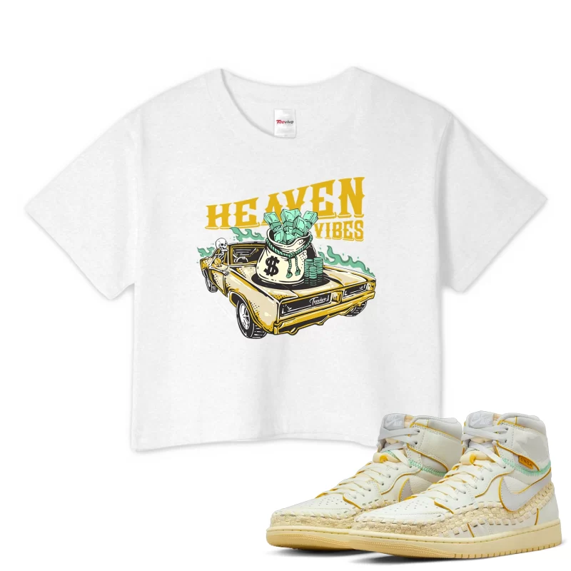 TeeVivo Crop Top Match Air Jordan 1 Retro High OG SP Union LA Bephies Beauty Supply Summer of 96 Heaven vibes – Air Jordan 1 Crop Top, AJ1 Crop Top