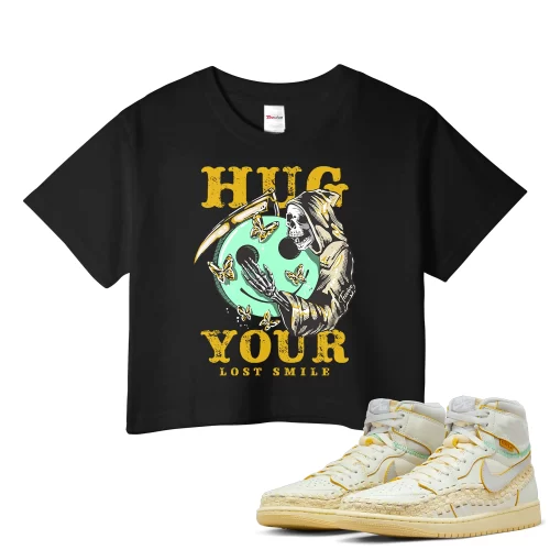 TeeVivo Crop Top Match Air Jordan 1 Retro High OG SP Union LA Bephies Beauty Supply Summer of 96 Hug your lost smile – Air Jordan 1 Crop Top, AJ1 Crop Top