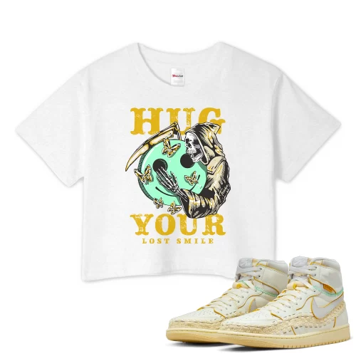 TeeVivo Crop Top Match Air Jordan 1 Retro High OG SP Union LA Bephies Beauty Supply Summer of 96 Hug your lost smile – Air Jordan 1 Crop Top, AJ1 Crop Top
