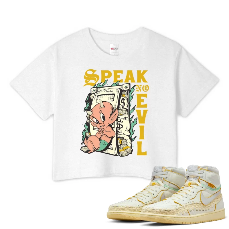 TeeVivo Crop Top Match Air Jordan 1 Retro High OG SP Union LA Bephies Beauty Supply Summer of 96 Speak no evil – Air Jordan 1 Crop Top, AJ1 Crop Top