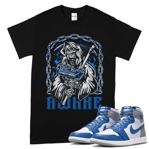 TeeVivo T-Shirt Match Air Jordan 1 Retro High OG True Blue Awake – Air Jordan 1 Shirt, AJ1 Shirt