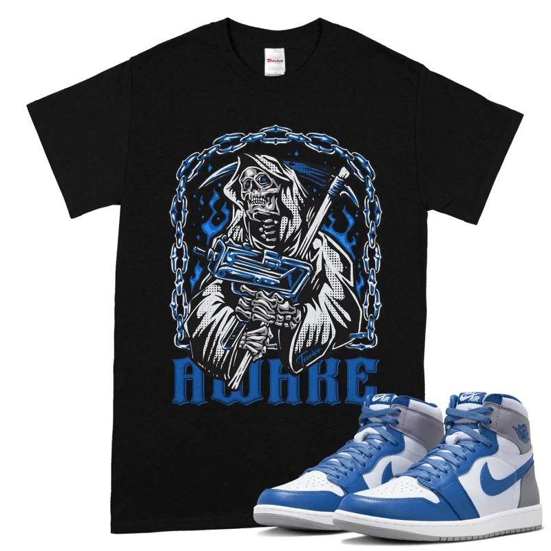 TeeVivo T-Shirt Match Air Jordan 1 Retro High OG True Blue Awake – Air Jordan 1 Shirt, AJ1 Shirt