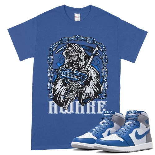 TeeVivo T-Shirt Match Air Jordan 1 Retro High OG True Blue Awake – Air Jordan 1 Shirt, AJ1 Shirt