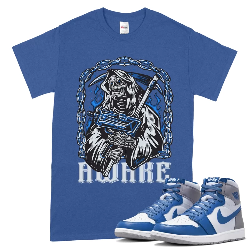 TeeVivo T-Shirt Match Air Jordan 1 Retro High OG True Blue Awake – Air Jordan 1 Shirt, AJ1 Shirt