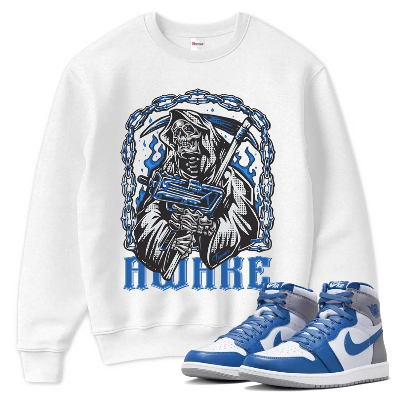 TeeVivo Sweatshirt Match Air Jordan 1 Retro High OG True Blue Awake – Air Jordan 1 Sweatshirt, AJ1 Sweatshirt