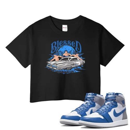 TeeVivo Crop Top Match Air Jordan 1 Retro High OG True Blue Blessed – Air Jordan 1 Crop Top, AJ1 Crop Top