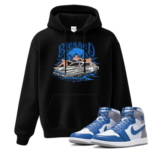 TeeVivo Hoodie Match Air Jordan 1 Retro High OG True Blue Blessed – Air Jordan 1 Hoodie, AJ1 Hoodie