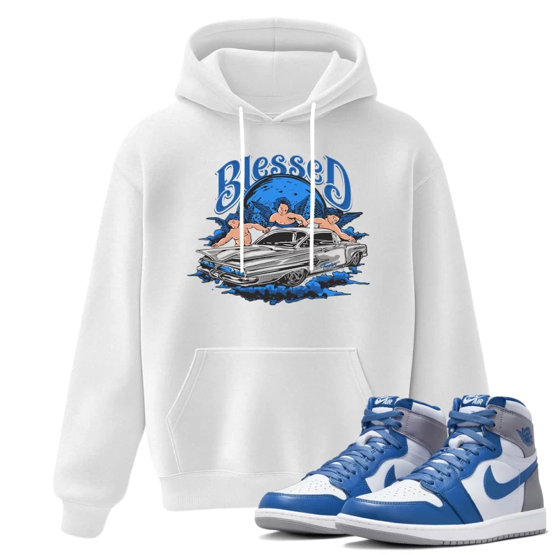 TeeVivo Hoodie Match Air Jordan 1 Retro High OG True Blue Blessed – Air Jordan 1 Hoodie, AJ1 Hoodie