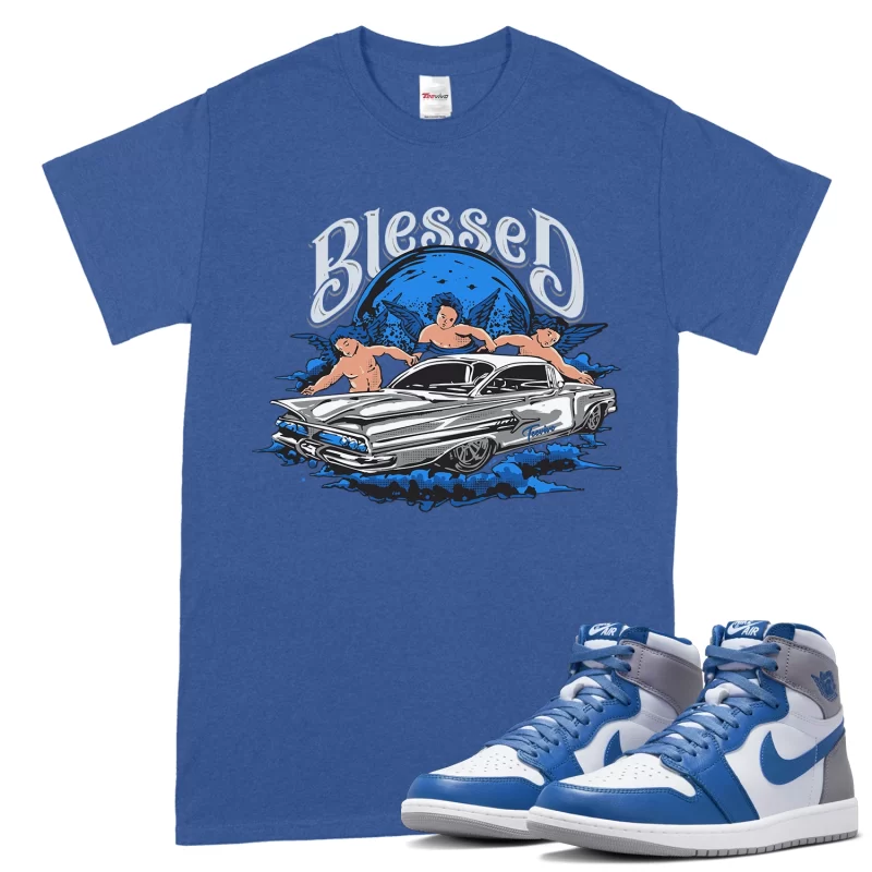 TeeVivo T-Shirt Match Air Jordan 1 Retro High OG True Blue Blessed – Air Jordan 1 Shirt, AJ1 Shirt