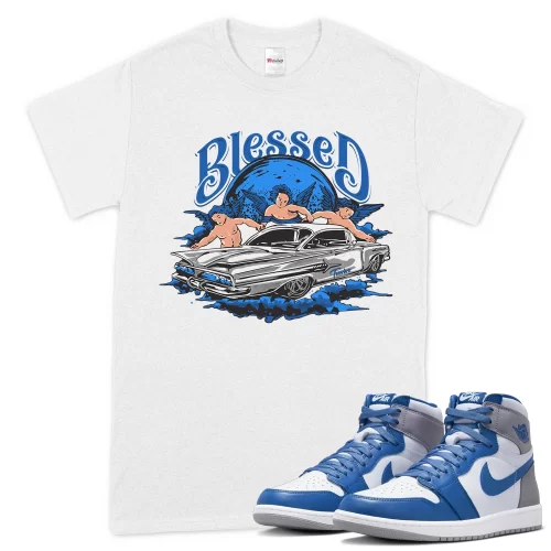 TeeVivo T-Shirt Match Air Jordan 1 Retro High OG True Blue Blessed – Air Jordan 1 Shirt, AJ1 Shirt