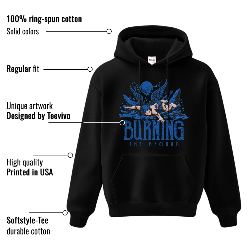 TeeVivo Hoodie Match Air Jordan 1 Retro High OG True Blue Burning the ground – Air Jordan 1 Hoodie, AJ1 Hoodie