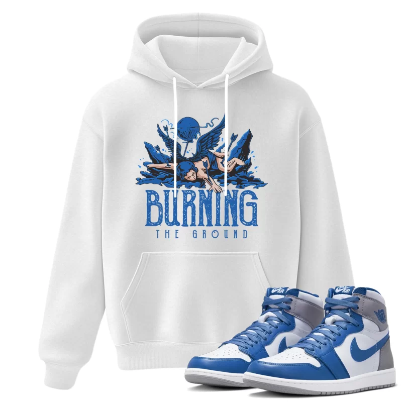 TeeVivo Hoodie Match Air Jordan 1 Retro High OG True Blue Burning the ground – Air Jordan 1 Hoodie, AJ1 Hoodie