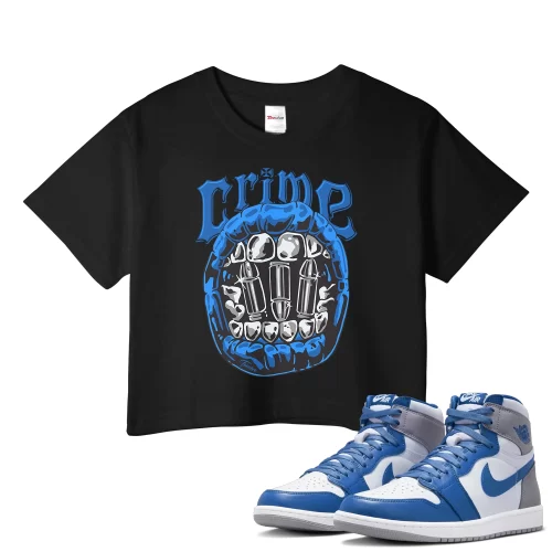 TeeVivo Crop Top Match Air Jordan 1 Retro High OG True Blue Crime – Air Jordan 1 Crop Top, AJ1 Crop Top