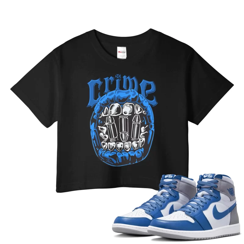 TeeVivo Crop Top Match Air Jordan 1 Retro High OG True Blue Crime – Air Jordan 1 Crop Top, AJ1 Crop Top