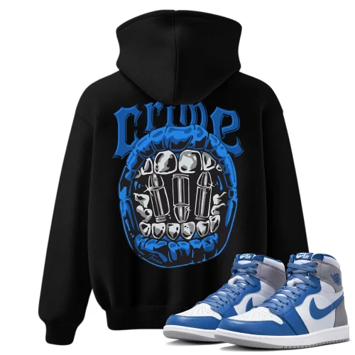 TeeVivo Hoodie Match Air Jordan 1 Retro High OG True Blue Crime – Air Jordan 1 Hoodie, AJ1 Hoodie