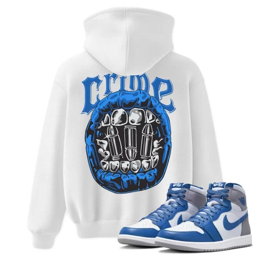 TeeVivo Hoodie Match Air Jordan 1 Retro High OG True Blue Crime – Air Jordan 1 Hoodie, AJ1 Hoodie
