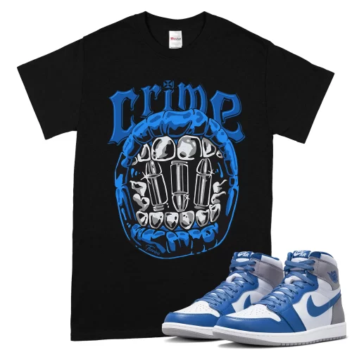 TeeVivo T-Shirt Match Air Jordan 1 Retro High OG True Blue Crime – Air Jordan 1 Shirt, AJ1 Shirt