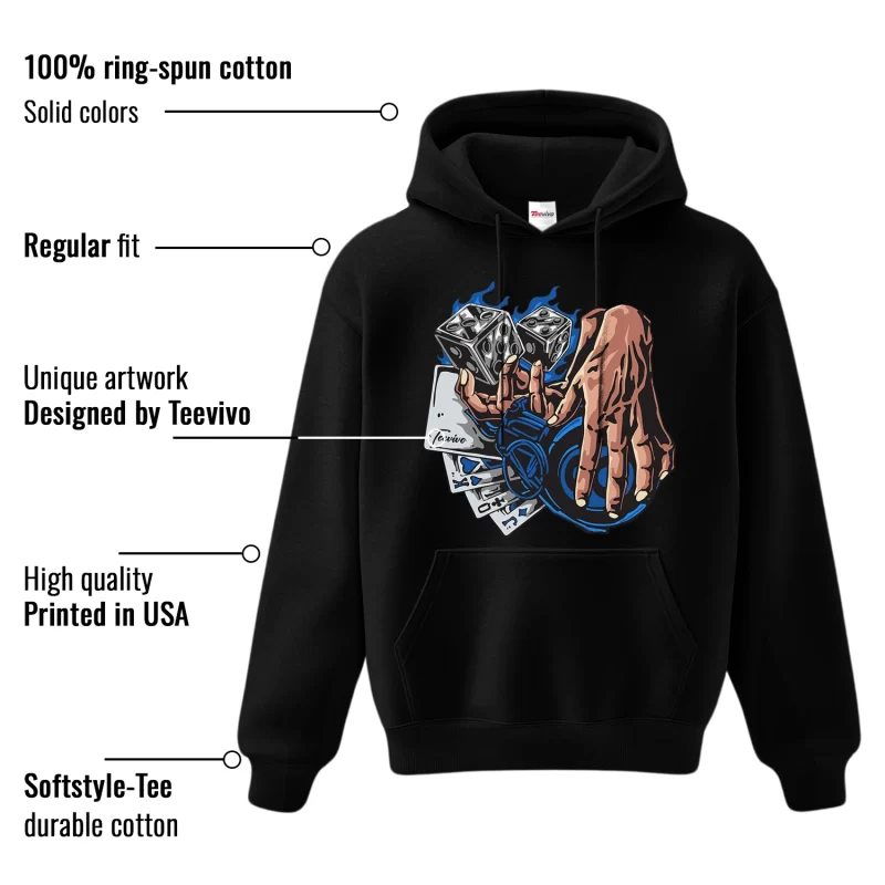 TeeVivo Hoodie Match Air Jordan 1 Retro High OG True Blue Gambling – Air Jordan 1 Hoodie, AJ1 Hoodie