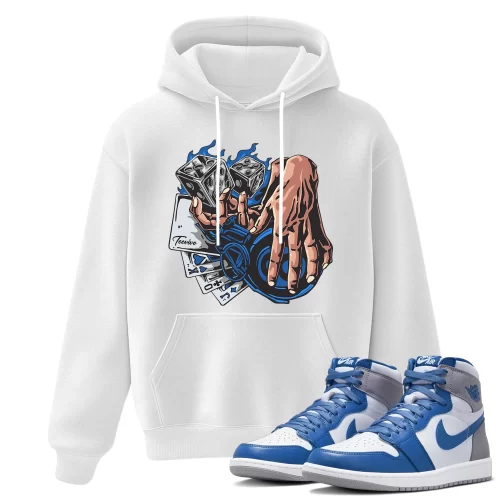 TeeVivo Hoodie Match Air Jordan 1 Retro High OG True Blue Gambling – Air Jordan 1 Hoodie, AJ1 Hoodie